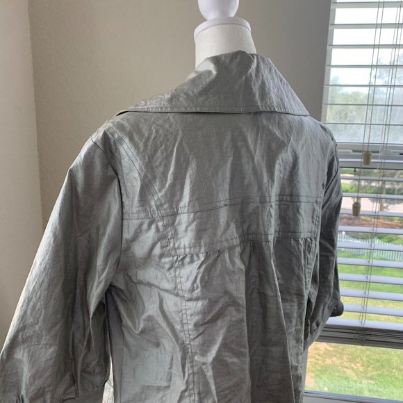 Chico's Womens Jacket and Tank Top Set Size 1 Medium Gray Silver Metallic Travel - Picture 3 of 13